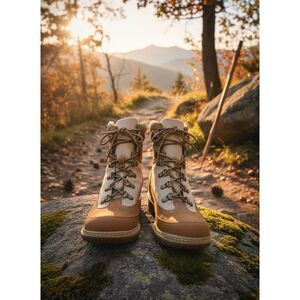 Timberland Women’s  Boots A14RP Bwn Tan Leather Canvas Outdoor Lace-Up Size 8